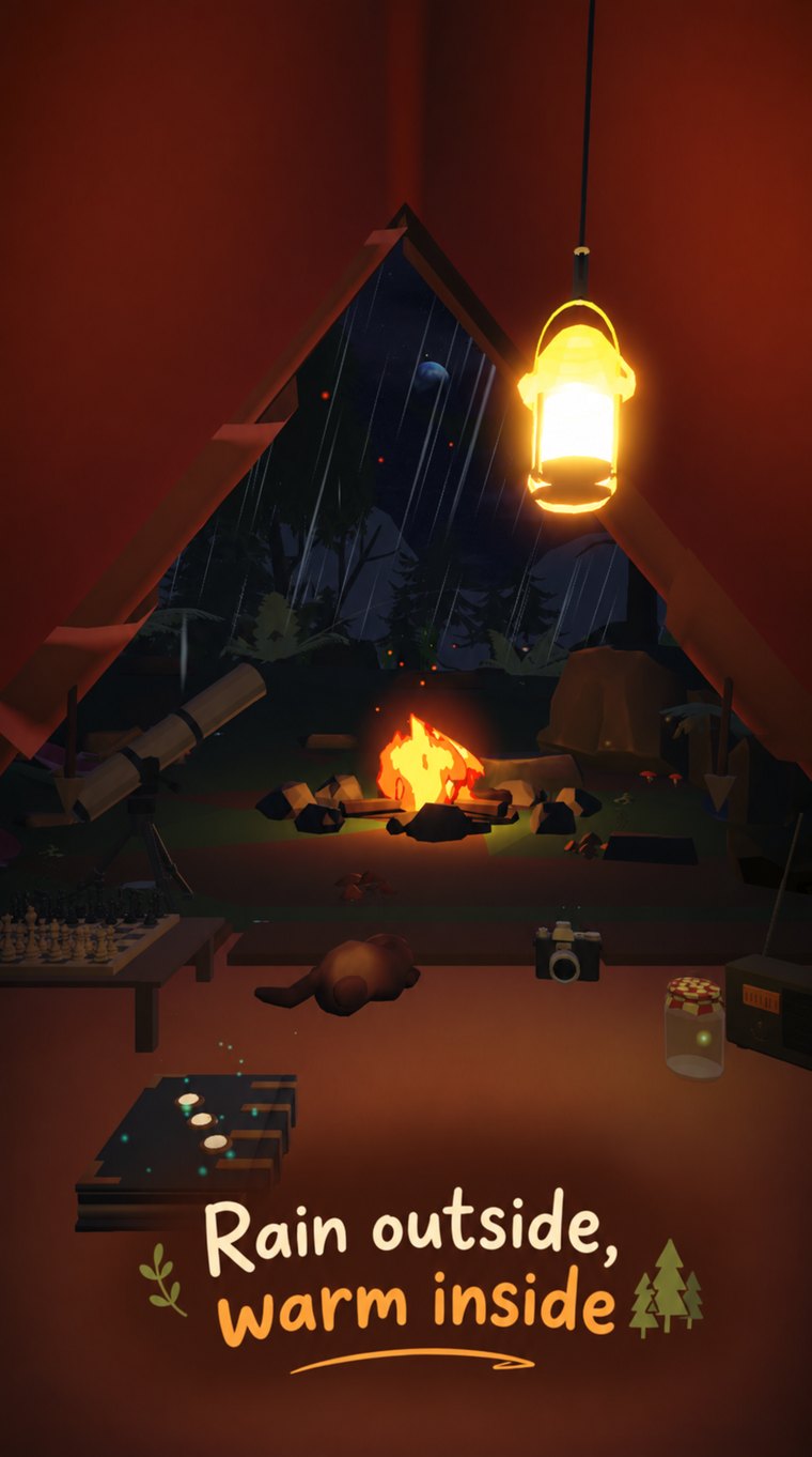 Cozy Tent: Rain outside, warm inside