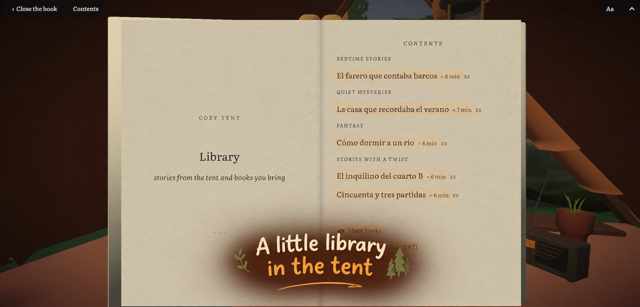 Cozy Tent: A little library in the tent